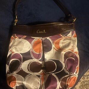 Coach Brown and Multicolor Shoulder Bag
